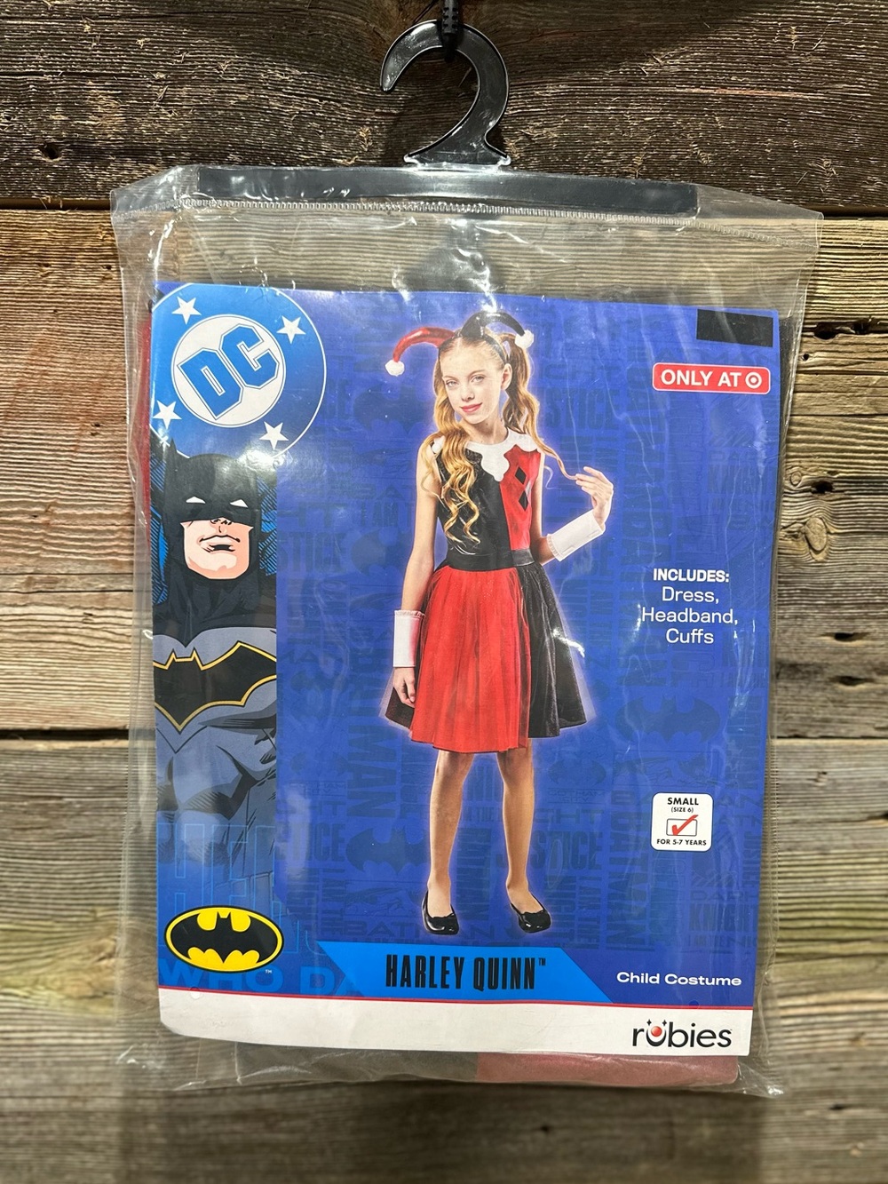 New Rubie's Harley Quinn Kids Costume - Dress with Headband and Cuffs Size 6